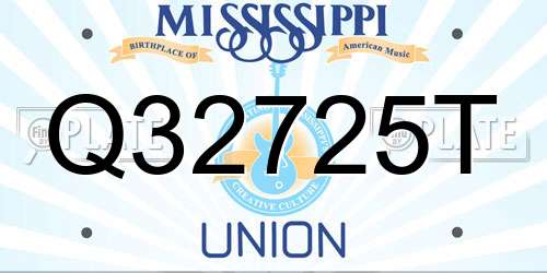 Q32725T Mississippi License Plate