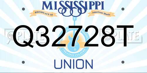 Q32728T Mississippi License Plate