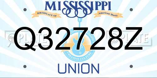 Q32728Z Mississippi License Plate