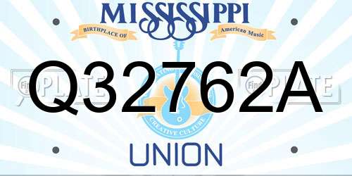 Q32762A Mississippi License Plate