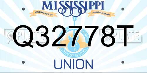 Q32778T Mississippi License Plate