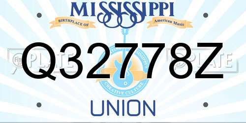 Q32778Z Mississippi License Plate