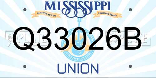 Q33026B Mississippi License Plate