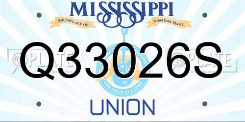 Q33026S Mississippi License Plate