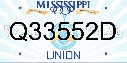 Q33552D Mississippi License Plate