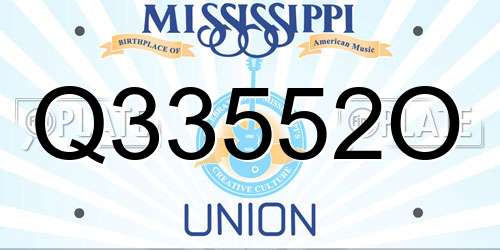 Q33552O Mississippi License Plate