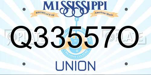 Q33557O Mississippi License Plate