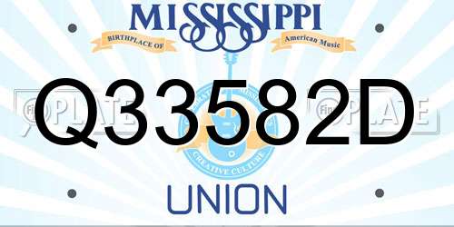 Q33582D Mississippi License Plate