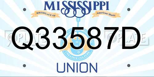 Q33587D Mississippi License Plate