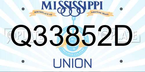 Q33852D Mississippi License Plate
