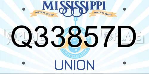 Q33857D Mississippi License Plate