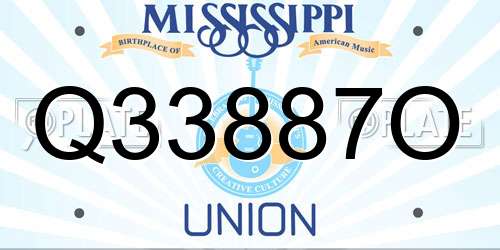 Q33887O Mississippi License Plate
