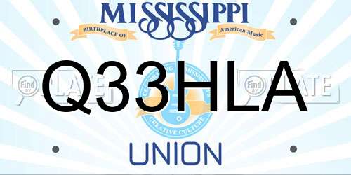Q33HLA Mississippi License Plate