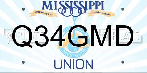 Q34GMD Mississippi License Plate
