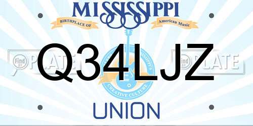 Q34LJZ Mississippi License Plate