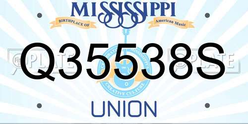 Q35538S Mississippi License Plate