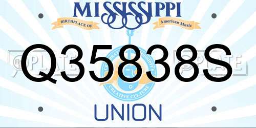 Q35838S Mississippi License Plate