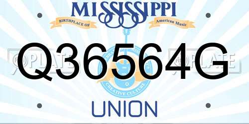Q36564G Mississippi License Plate