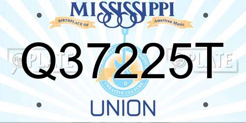 Q37225T Mississippi License Plate