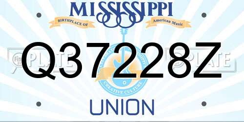 Q37228Z Mississippi License Plate