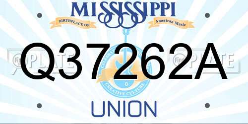 Q37262A Mississippi License Plate
