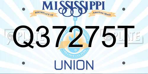 Q37275T Mississippi License Plate
