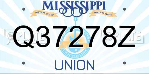 Q37278Z Mississippi License Plate