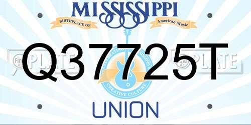 Q37725T Mississippi License Plate
