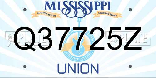 Q37725Z Mississippi License Plate