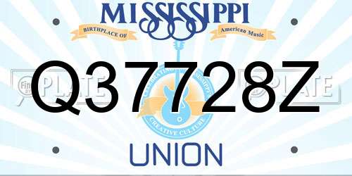Q37728Z Mississippi License Plate