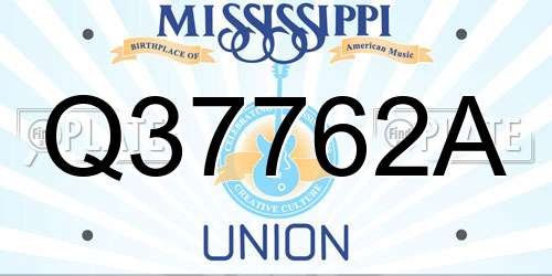 Q37762A Mississippi License Plate