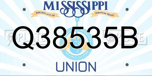 Q38535B Mississippi License Plate