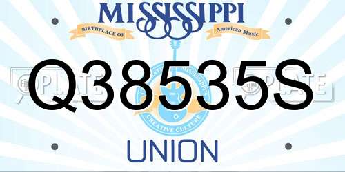 Q38535S Mississippi License Plate
