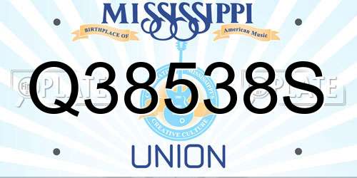 Q38538S Mississippi License Plate