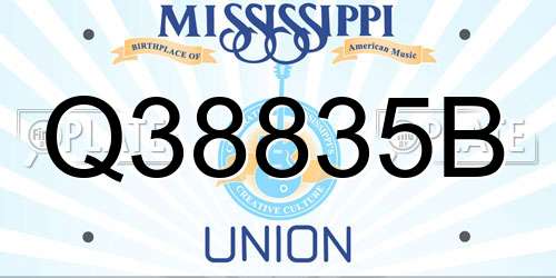 Q38835B Mississippi License Plate