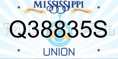 Q38835S Mississippi License Plate
