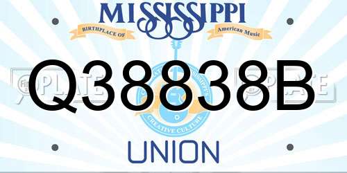 Q38838B Mississippi License Plate
