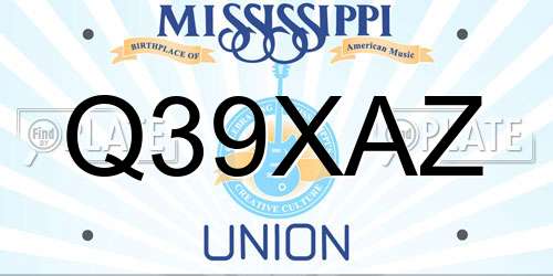 Q39XAZ Mississippi License Plate