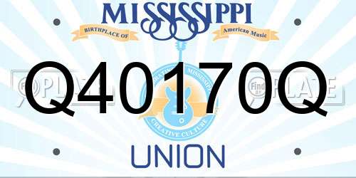 Q40170Q Mississippi License Plate