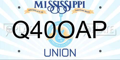 Q40OAP Mississippi License Plate