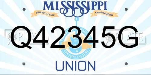 Q42345G Mississippi License Plate
