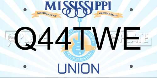 Q44TWE Mississippi License Plate