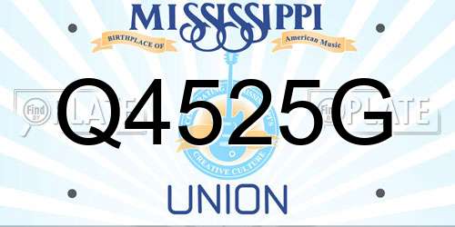 Q4525G Mississippi License Plate