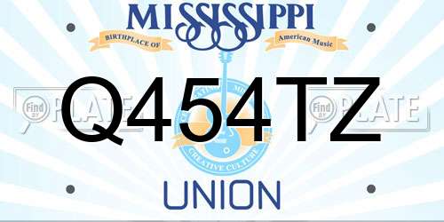 Q454TZ Mississippi License Plate