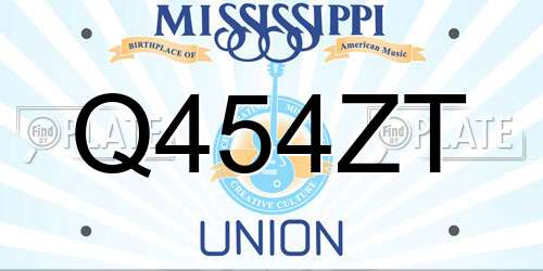 Q454ZT Mississippi License Plate