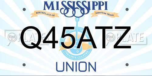 Q45ATZ Mississippi License Plate