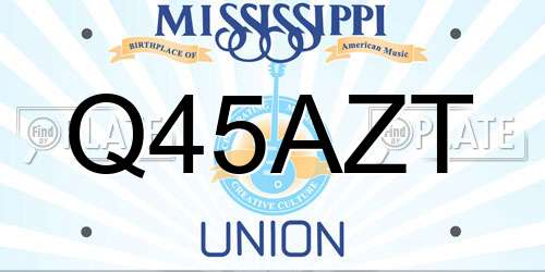Q45AZT Mississippi License Plate