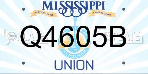 Q4605B Mississippi License Plate