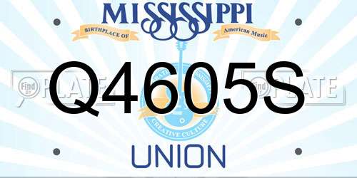 Q4605S Mississippi License Plate