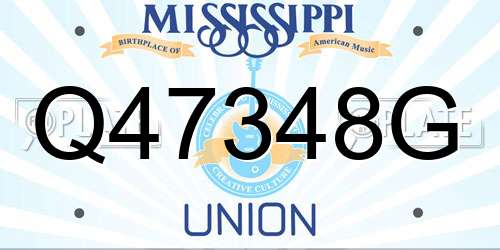 Q47348G Mississippi License Plate